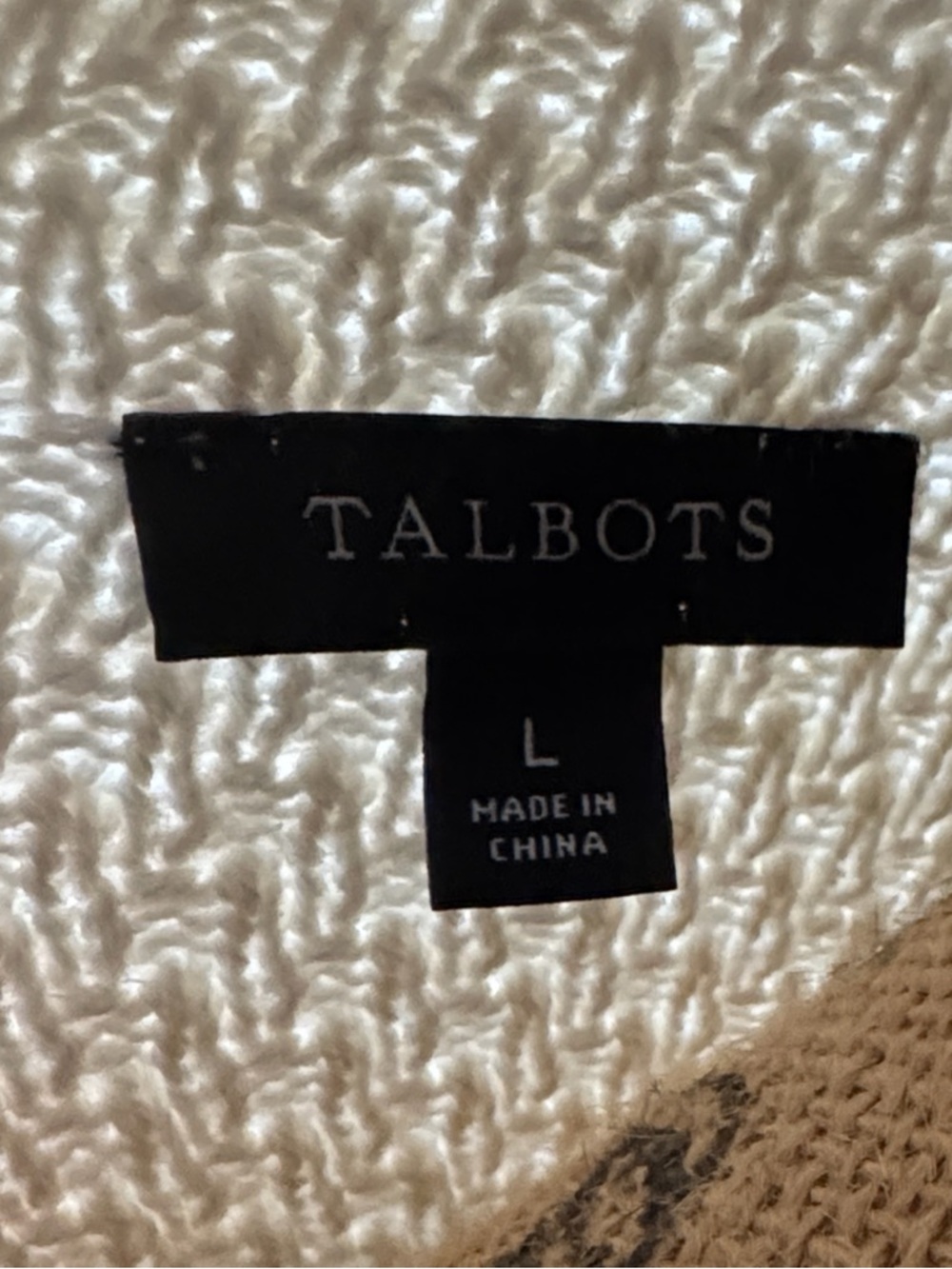 Talbots Colorblock Crewneck Sweater in Cream, Tan & Beige - Picture 3 of 4